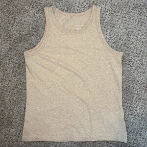 Everlane The Tank in essential 100% organic Cotton warm sand beige tan small